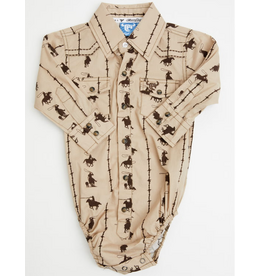 Infant Barbed Roper L/S Romper Tan