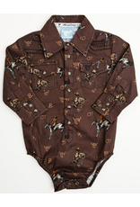 Infant Vintage Bronc L/S Romper Dark Brown