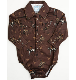 Infant Vintage Bronc L/S Romper Dark Brown