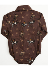 Infant Vintage Bronc L/S Romper Dark Brown