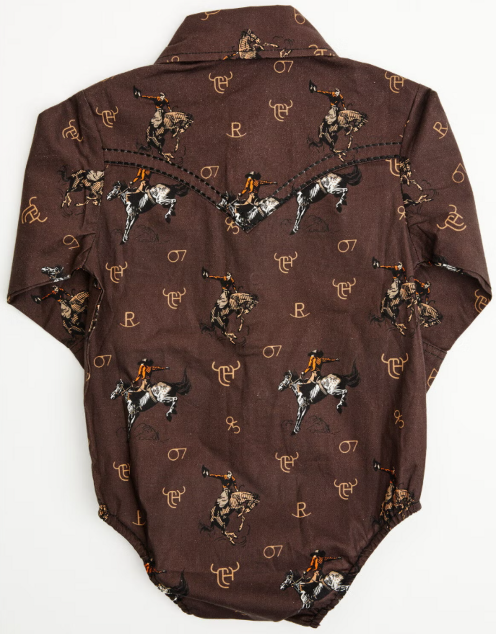 Infant Vintage Bronc L/S Romper Dark Brown