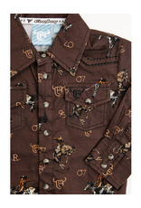 Infant Vintage Bronc L/S Romper Dark Brown