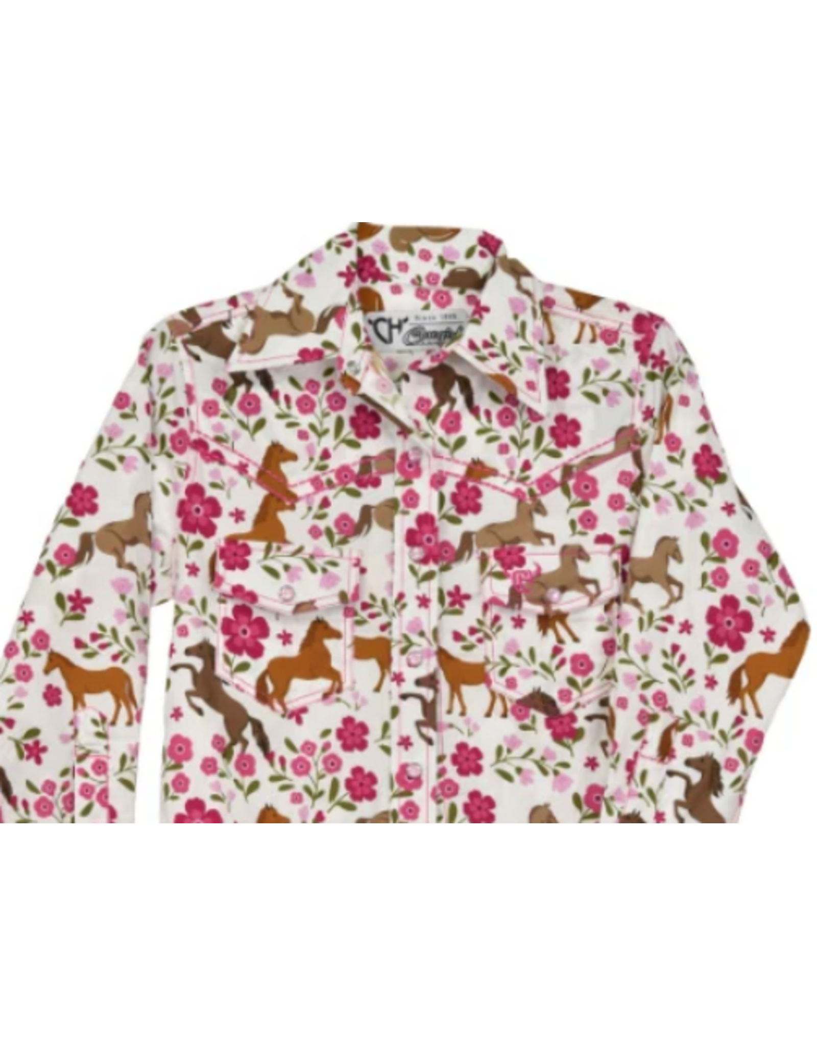 Infant Horse & Flowers L/S Romper White