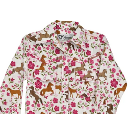 Infant Horse & Flowers L/S Romper White