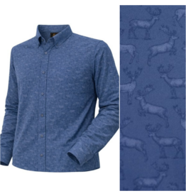 Mens Dear Print Long Sleeve Blue Shirt