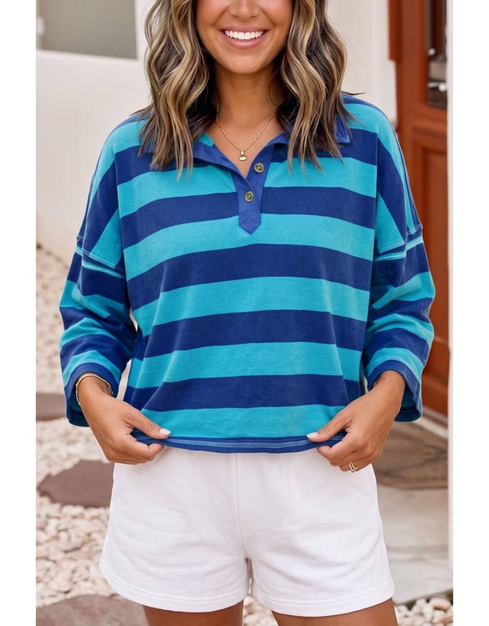 Rachel Rugby Blue Striped Shirt