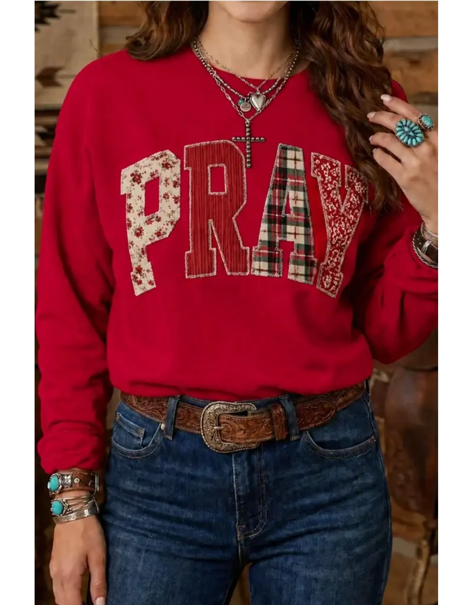 Pray Red Patch Sweatshirt