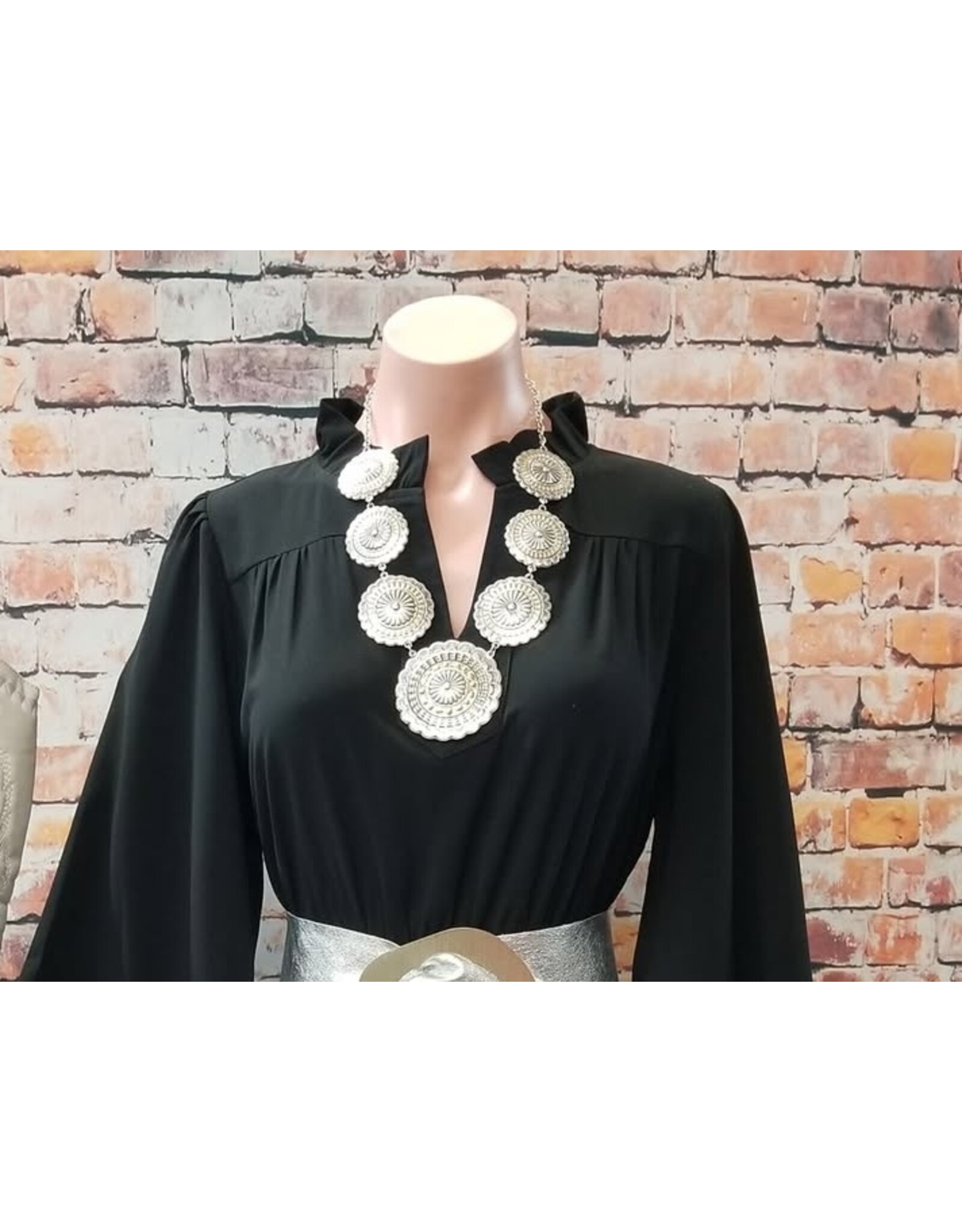 Large Silver Gold Graduated Concho Necklace