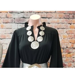 Large Silver Gold Graduated Concho Necklace