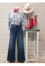 Lainey Western Long Sleeve Blue Button-Up Shirt