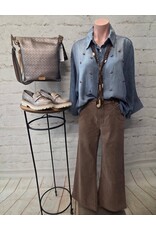 Hi-Low Pearl Chambray Top