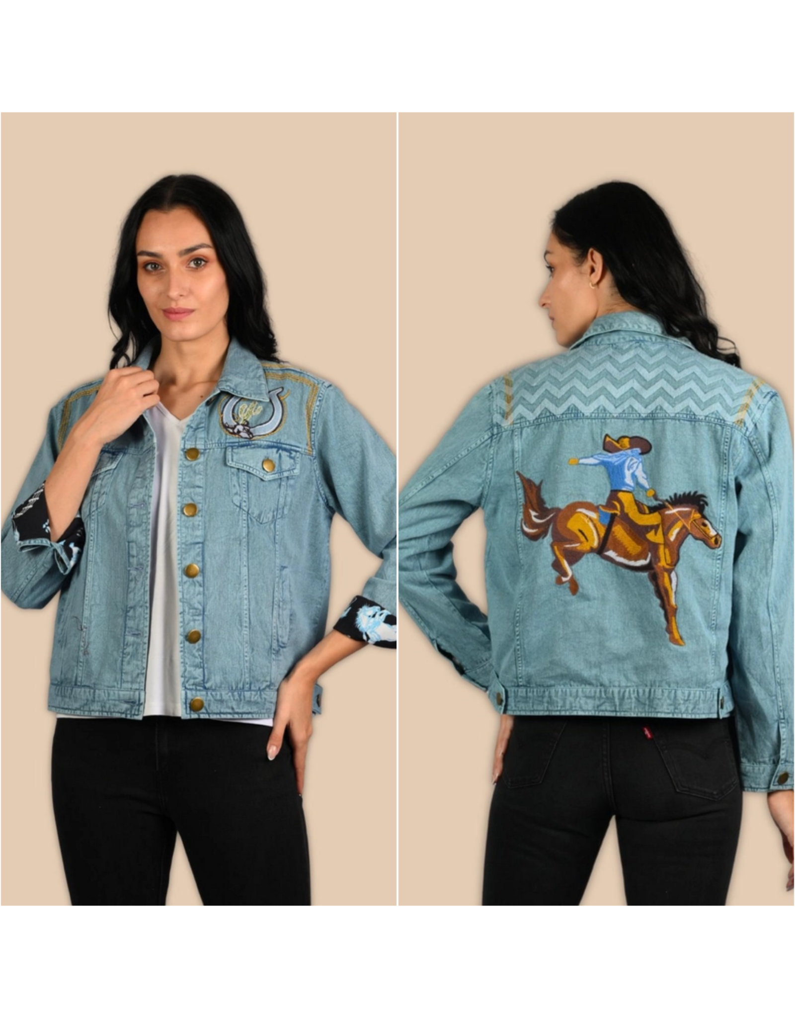Ride Him Embroidered Denim Jacket