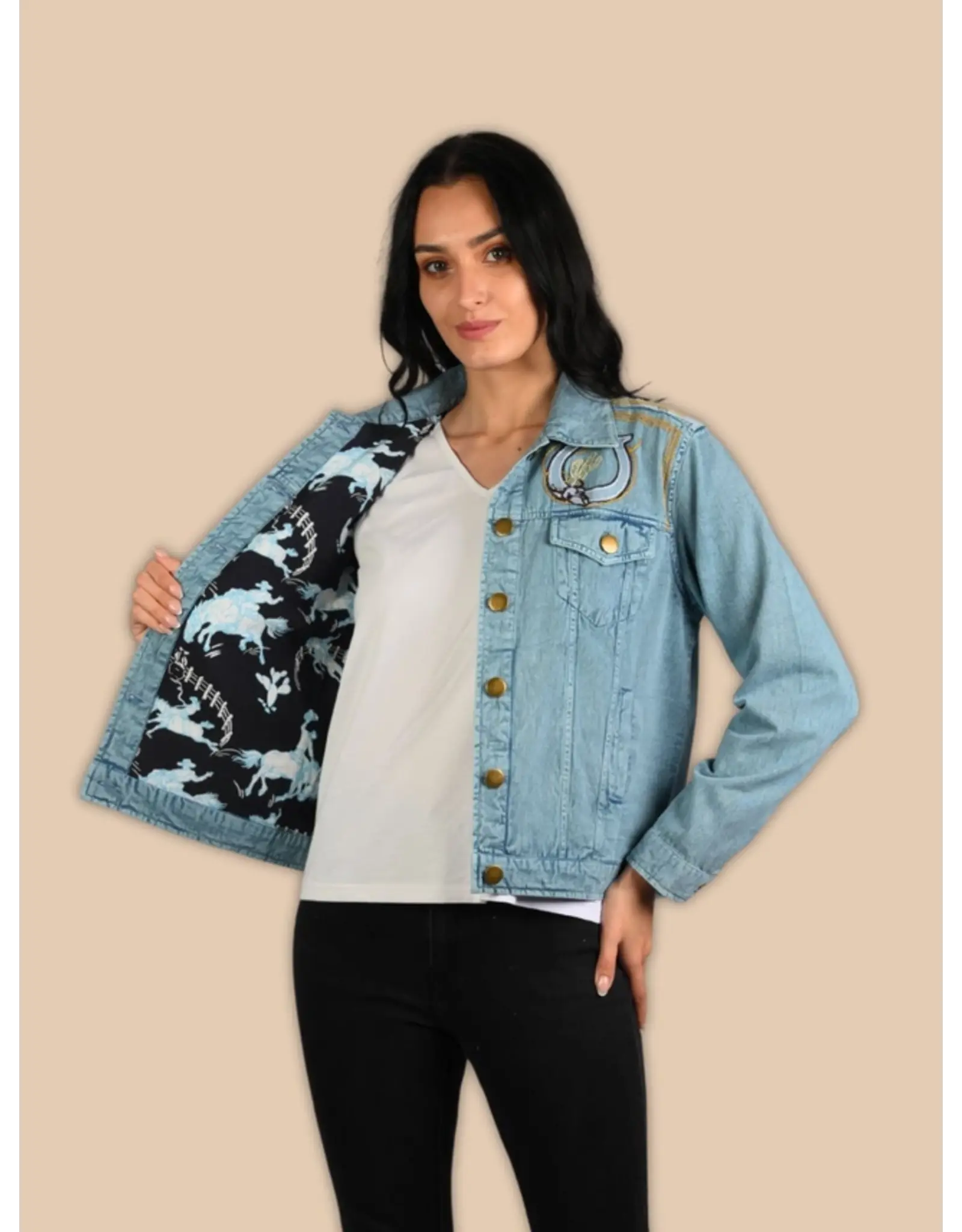 Ride Him Embroidered Denim Jacket