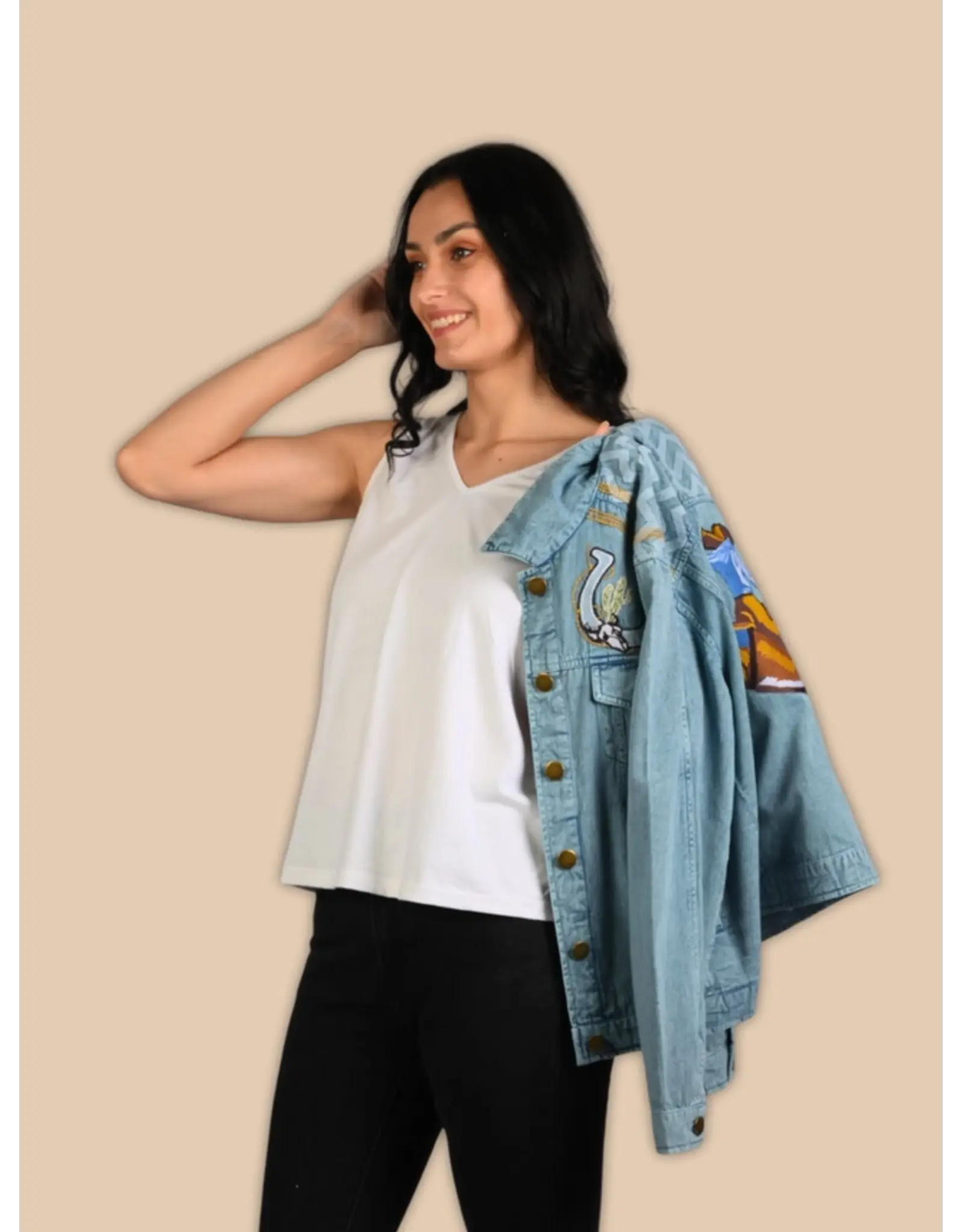 Ride Him Embroidered Denim Jacket