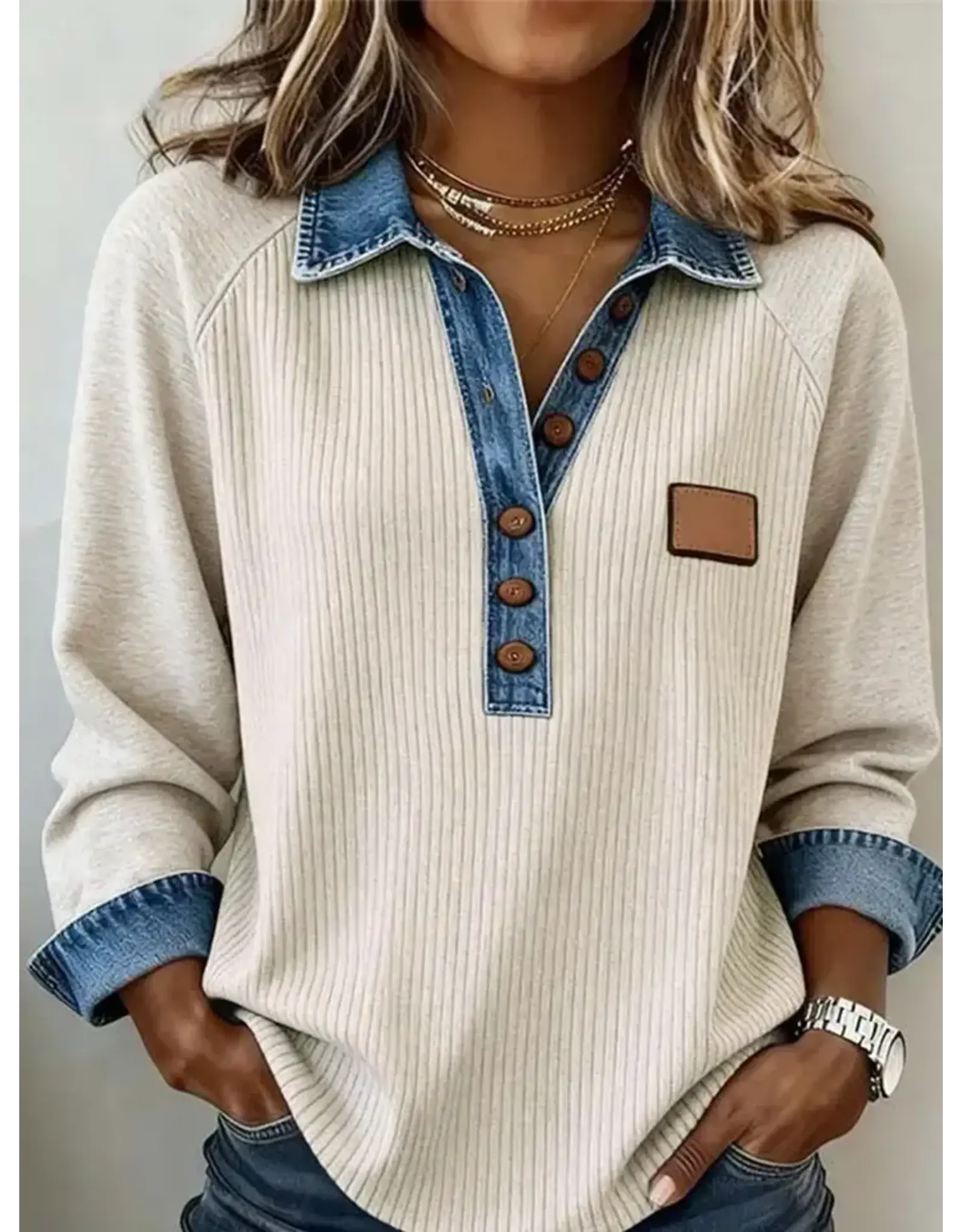 Darla Denim Trim Top