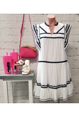 Dear John Denim Dear John Janessa Dress White with Blue Embroidery