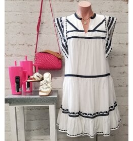 Dear John Denim Dear John Janessa Dress White with Blue Embroidery