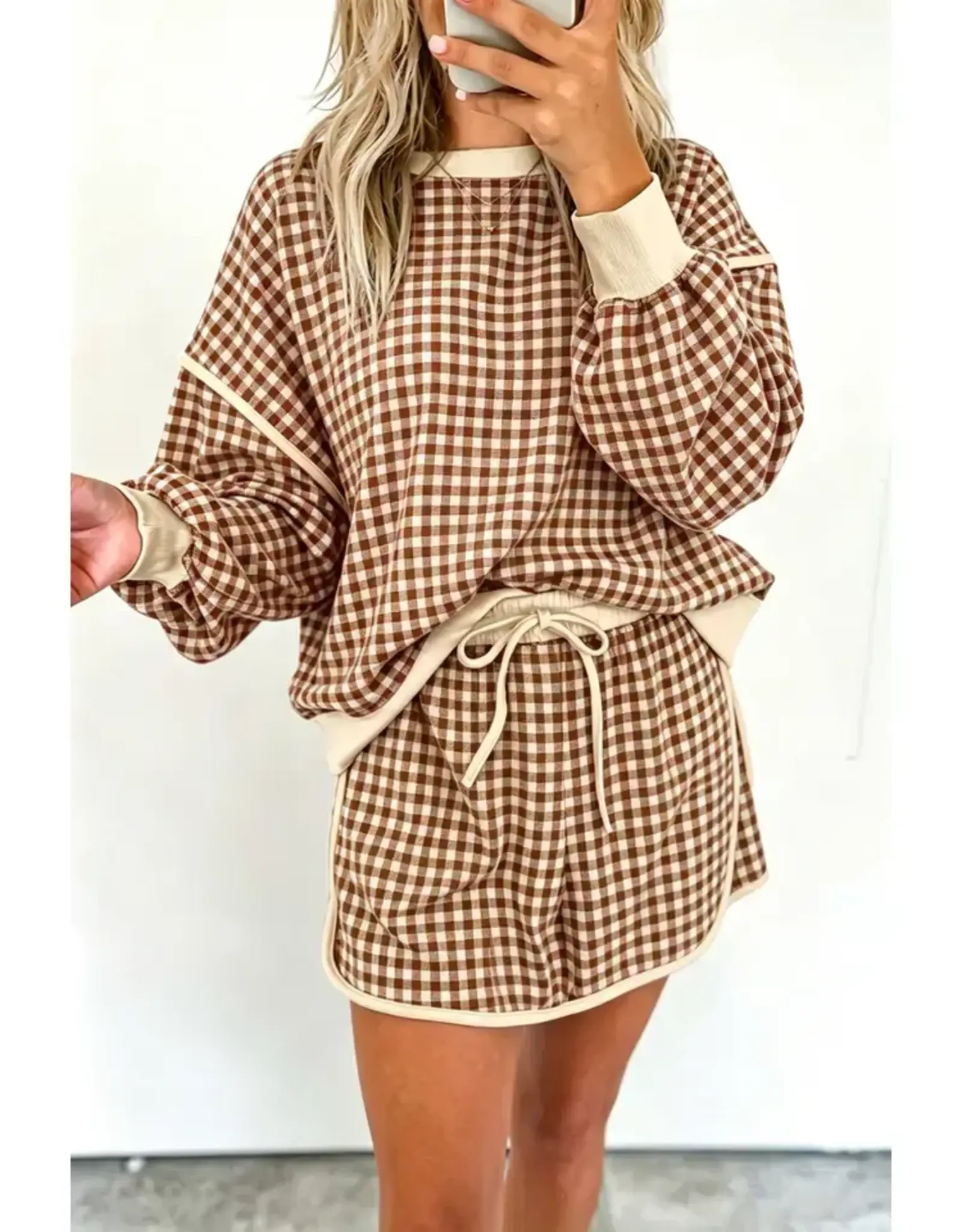 Tinsley Brown Gingham Check Set