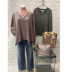Dear John Denim Dear John Mira V-Neck Oversized Long Sleeve Top - Marron
