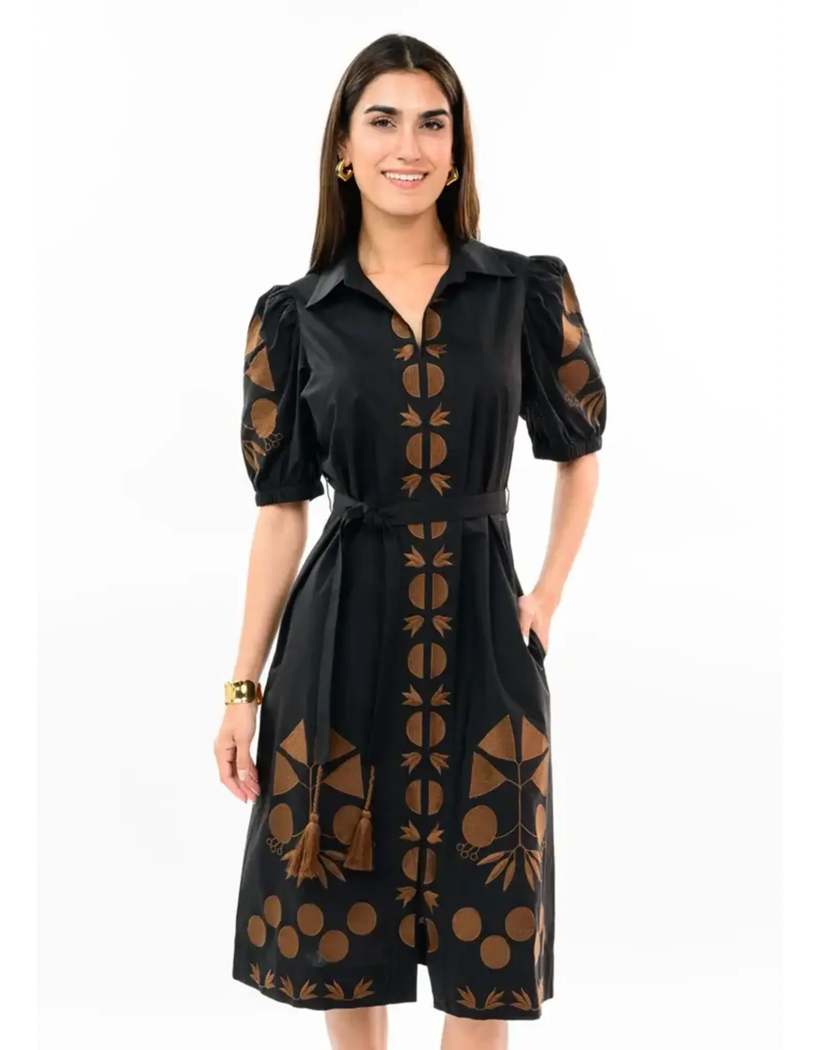 Uncle Frank Uncle Frank Placket Embroidered Dress Black
