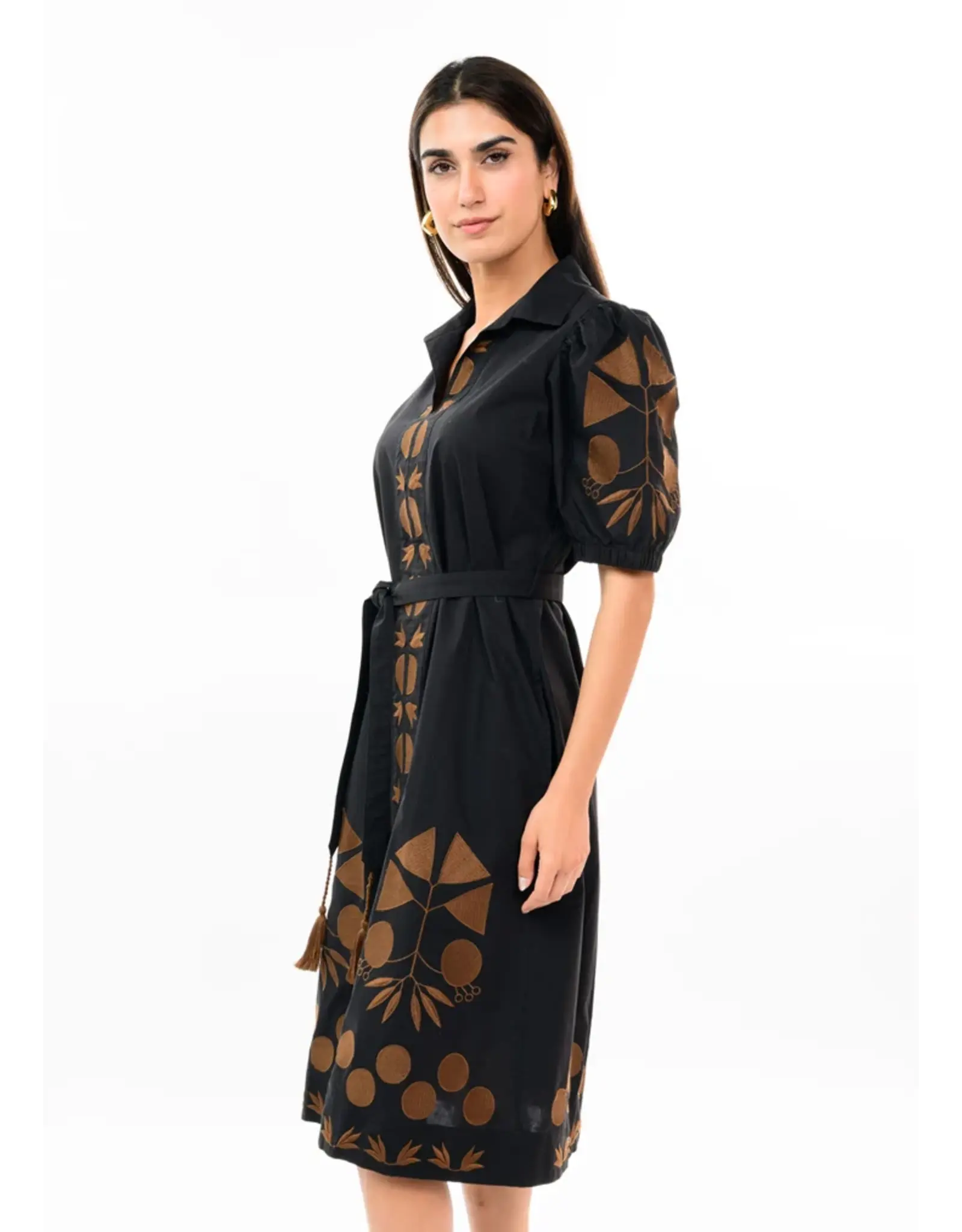 Uncle Frank Uncle Frank Placket Embroidered Dress Black
