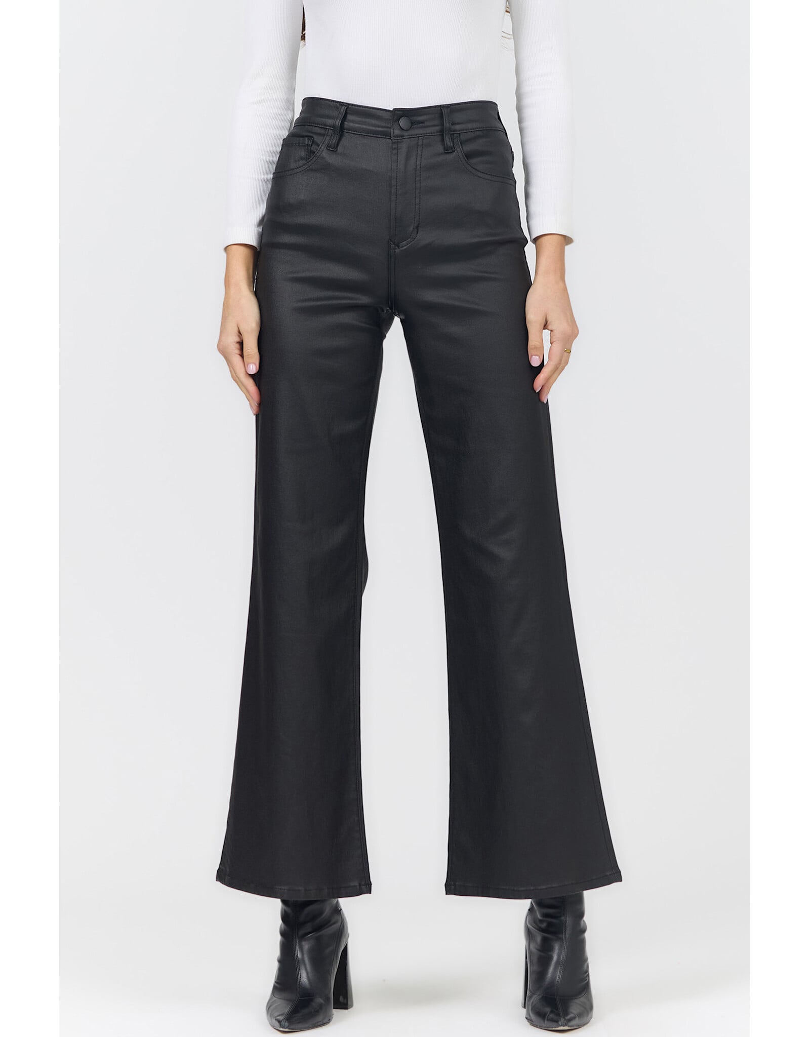 Dear John Denim Dear John Fiona Regular Full Wide Leg High Rise Clean Hem Pants Black