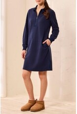 Tribal Tribal Textured Quarter-Zip Collared Knit Dress Jet Blue
