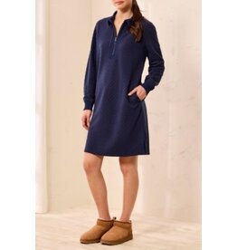 Tribal Tribal Textured Quarter-Zip Collared Knit Dress Jet Blue