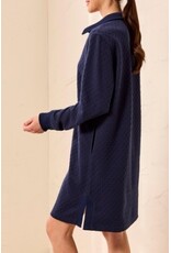 Tribal Tribal Textured Quarter-Zip Collared Knit Dress Jet Blue