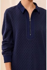 Tribal Tribal Textured Quarter-Zip Collared Knit Dress Jet Blue