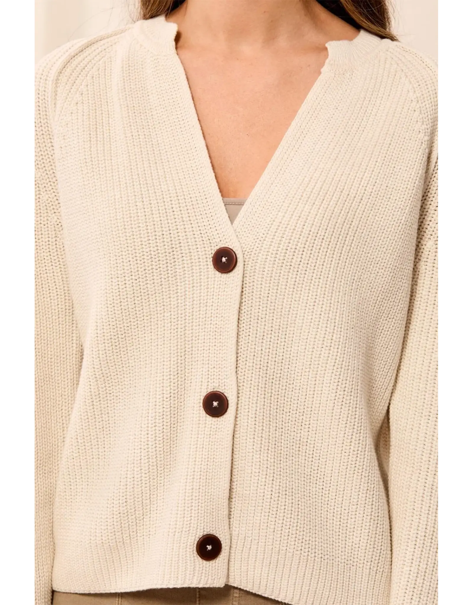 Tribal Tribal Long Sleeve Cardigan Sweater Oatmeal