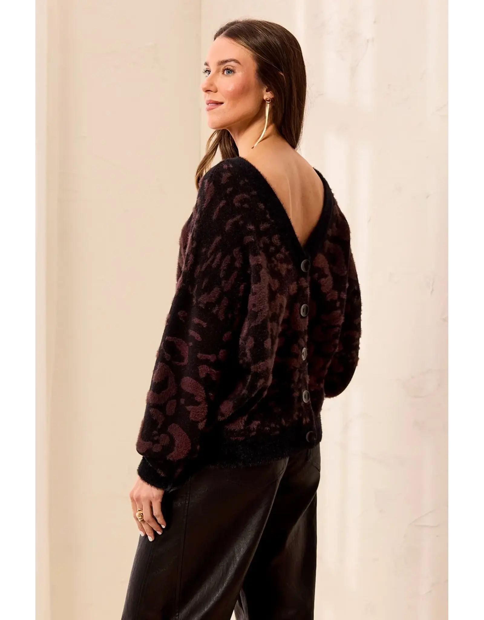 Tribal Tribal Wear 2 Ways Jacquard Sweater Saddlebrown