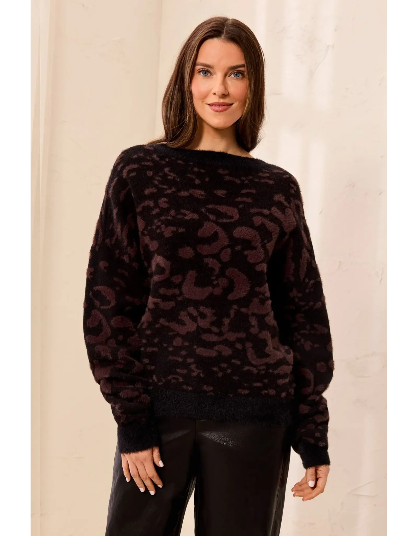 Tribal Tribal Wear 2 Ways Jacquard Sweater Saddlebrown