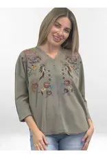 Caite Cecily 3/4 Sleeve Top Storm Grey
