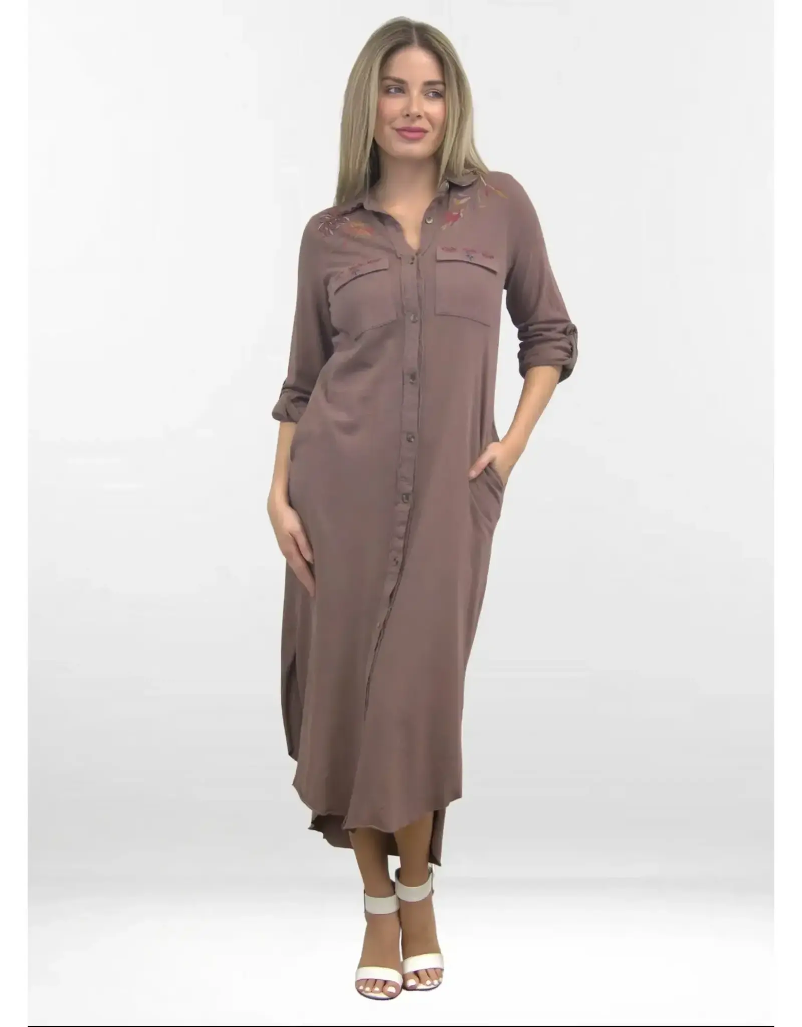 Caite Coco Knit Shirt Dress Henna