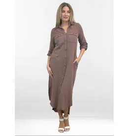 Caite Coco Knit Shirt Dress Henna