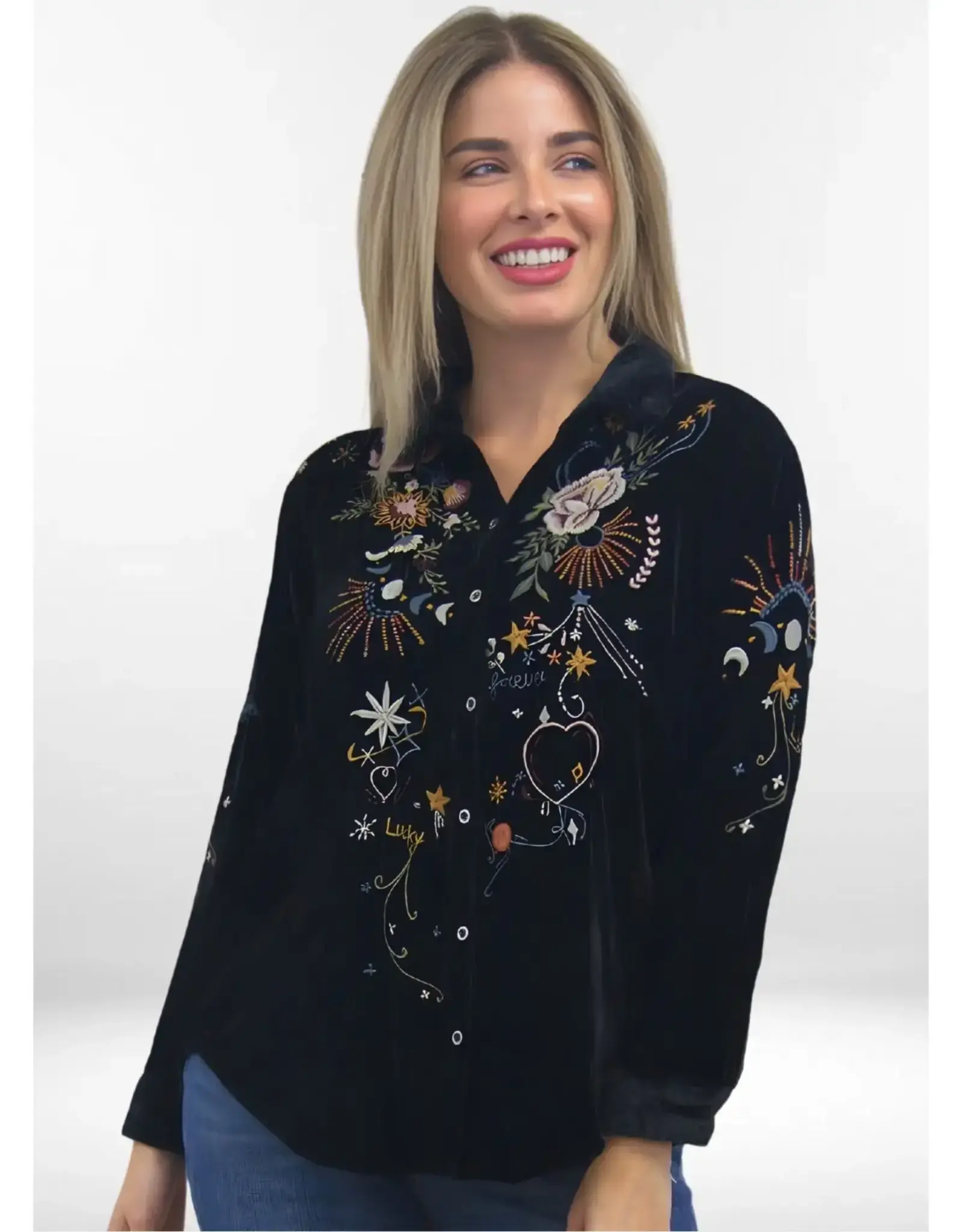 Kyla Seo Selena Velvet Shirt Black