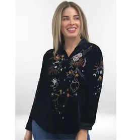 Kyla Seo Selena Velvet Shirt Black
