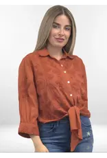 Kyla Seo Alanis Tie Front Blouse Pumpkin