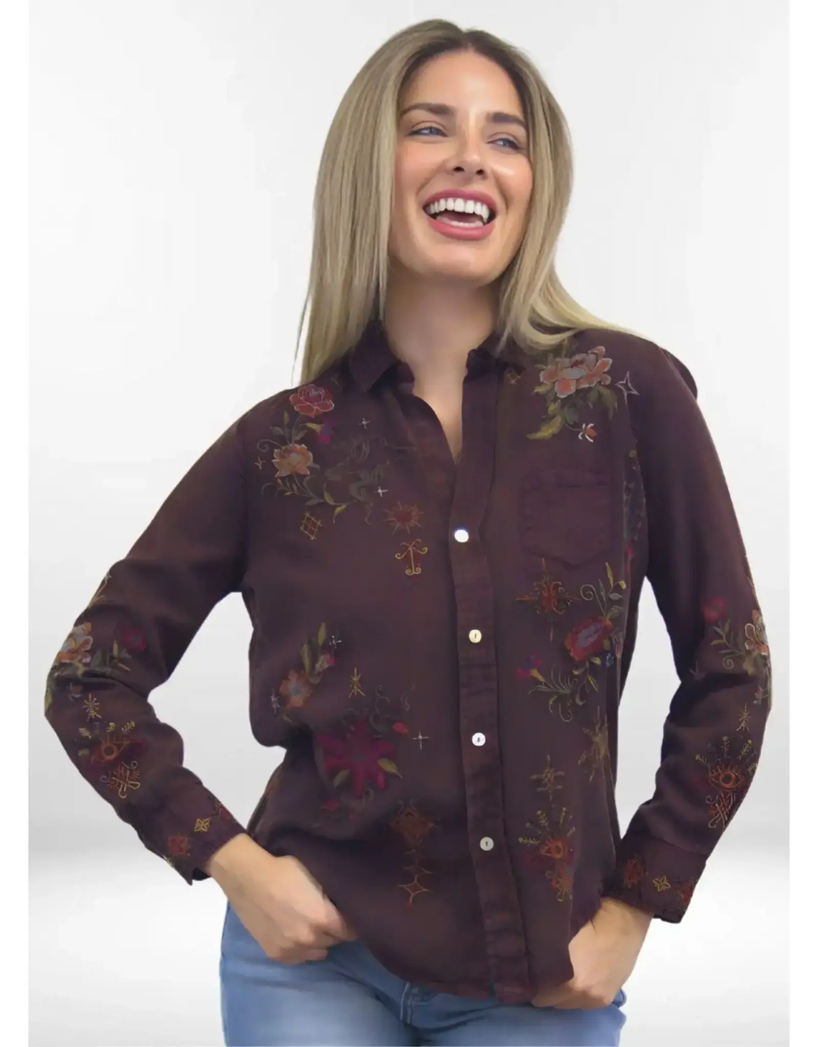 Kyla Seo Amara Button Up Shirt Oxblood