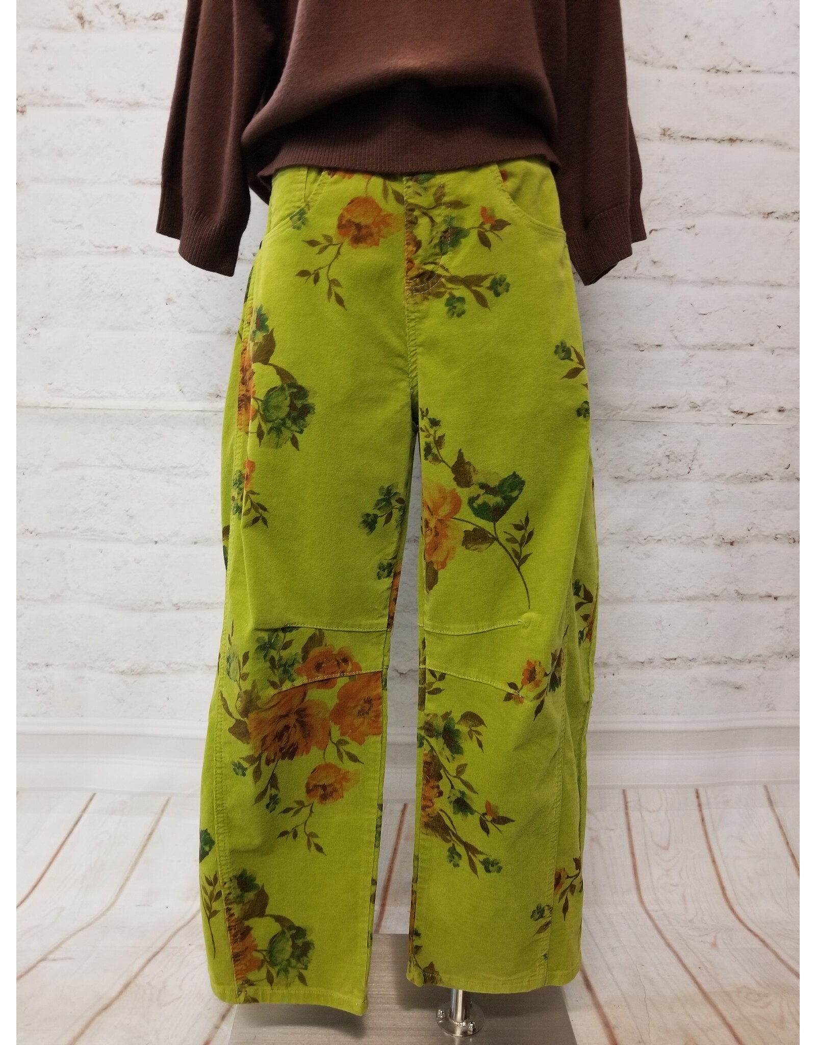 Dee Dee Pistachion Floral Corduroy Pants