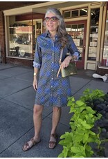 Dizzy Lizzie Sag Harbor Dress Patchwork Foulard Navy Green