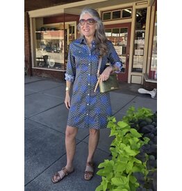 Dizzy Lizzie Sag Harbor Dress Patchwork Foulard Navy Green