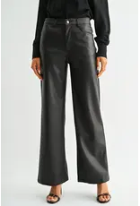 Maeve High-Rise Wide Leg Faux Leather Pants Dark Brown