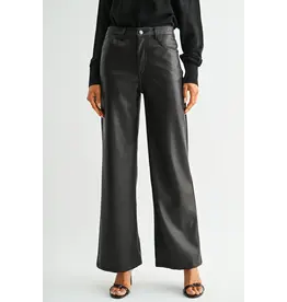 Maeve High-Rise Wide Leg Faux Leather Pants Dark Brown