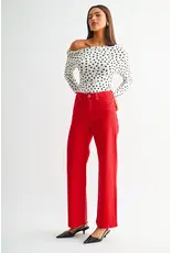 Myleigh High Rise Wide Leg Jeans Husker Red