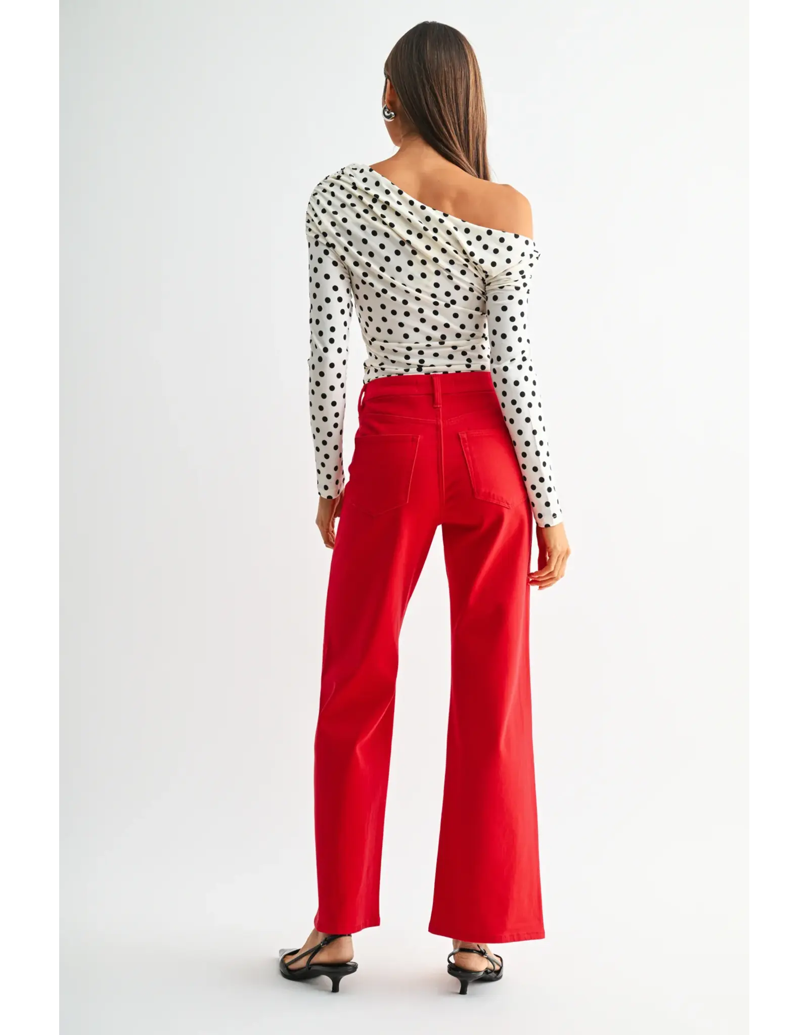 Myleigh High Rise Wide Leg Jeans Husker Red