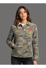 Camouflage Floral Embroidered Jacket
