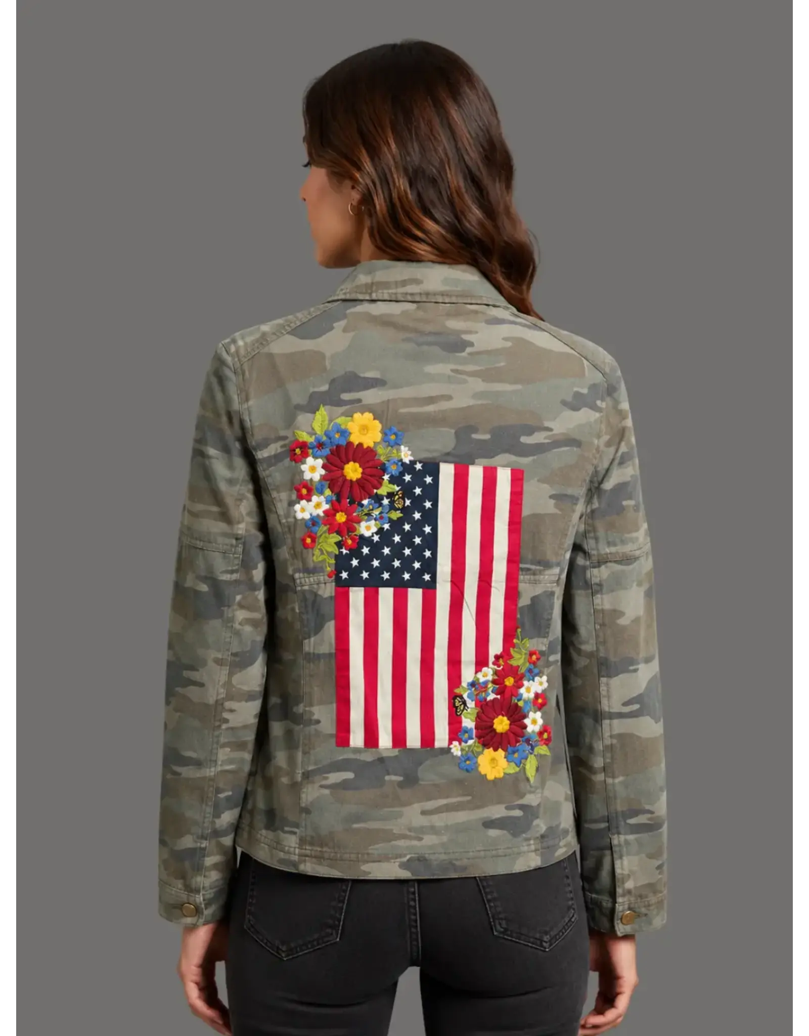 Camouflage Floral Embroidered Jacket