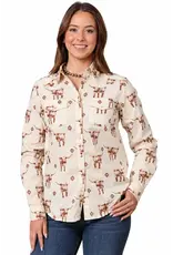 Longhorn Long Sleeve Pearl Snap Ivory
